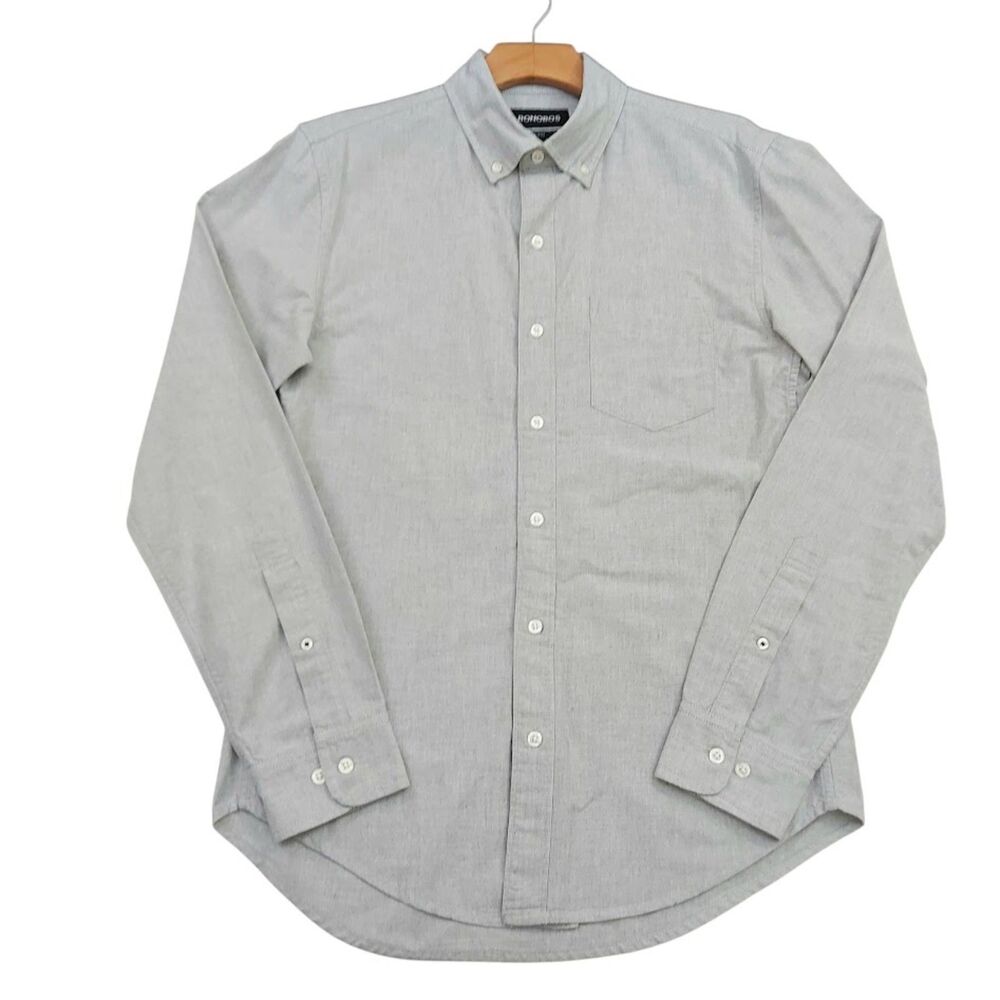 Bonobos Shirt Mens Small Gray Slim Fit Cotton Long Sleeve Casual Office Work
